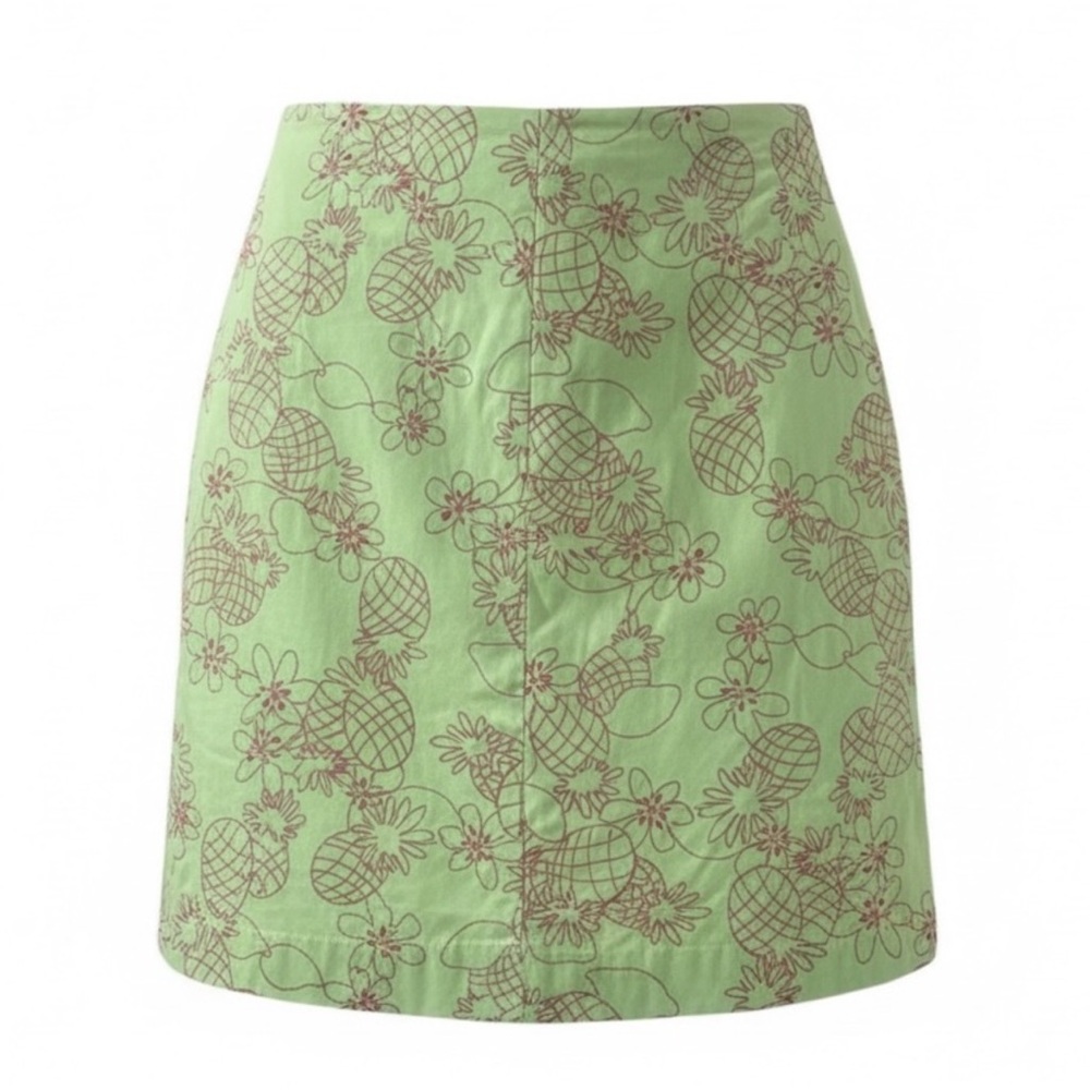 Lilly Pulitzer Lime Green with Embroidered Pineapples & Flowers A-Line Skirt